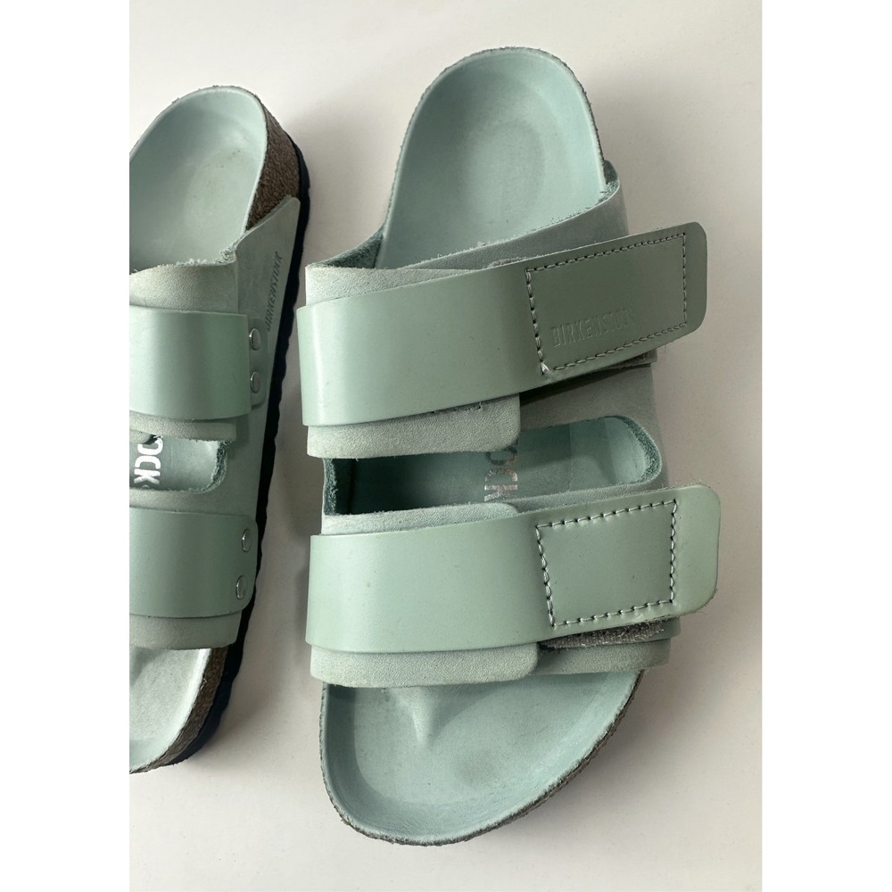 Birkenstock Uji Nubuck Leather Strap Slide Sandals Green Hook Loop Ladies Size 5 - Picture 13 of 16